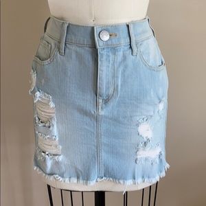Express light wash jean skirt